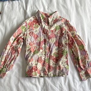 vintage 70s Doen like Floral Button-Up Shirt, adorable